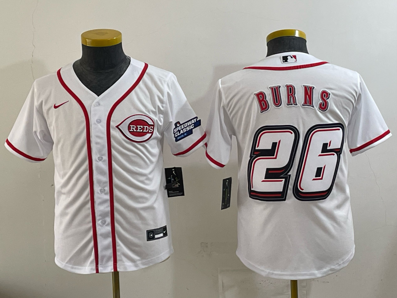 Youth Cincinnati Reds #26 Durns white Nike MLB 2025 Jersey 004